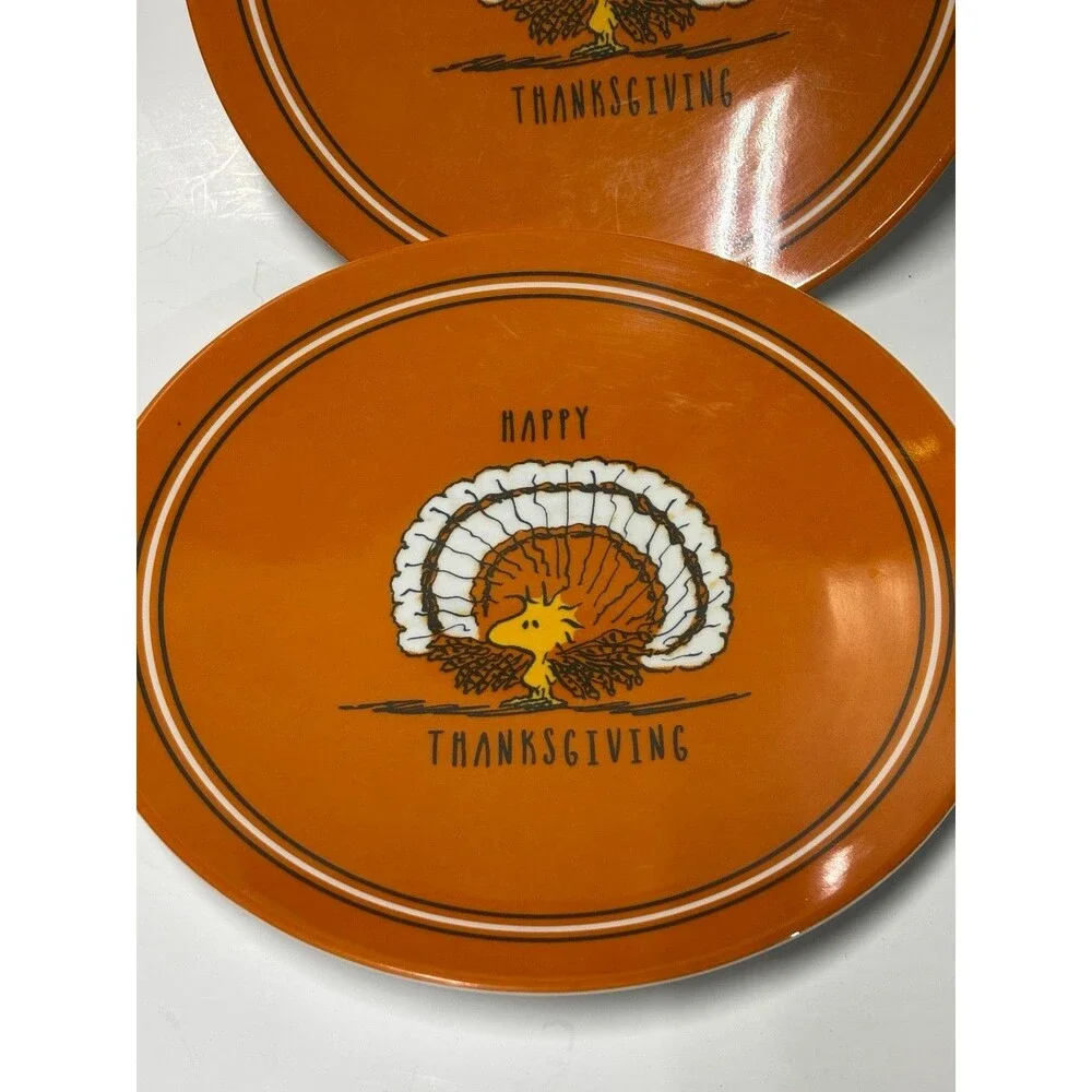 Pottery Barn Kids Peanuts Thanksgiving Plates & Chargers Set 4 Woodstock Turkey